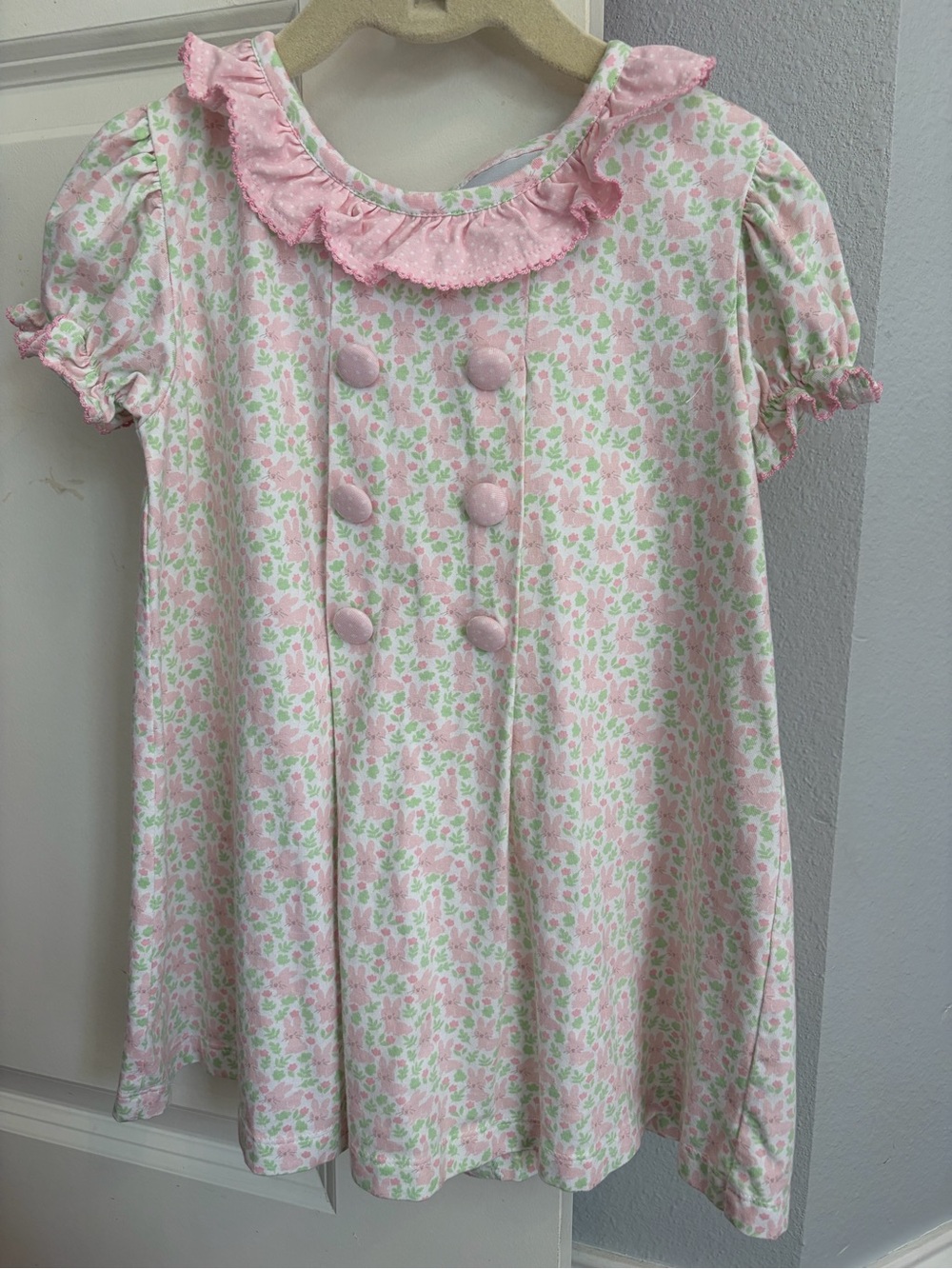 Pink Floral Ruffle-Collar Casual Dress for Girls